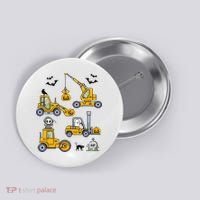 Vehicles Truck Halloween Construction Pumpkin Button thumb 0