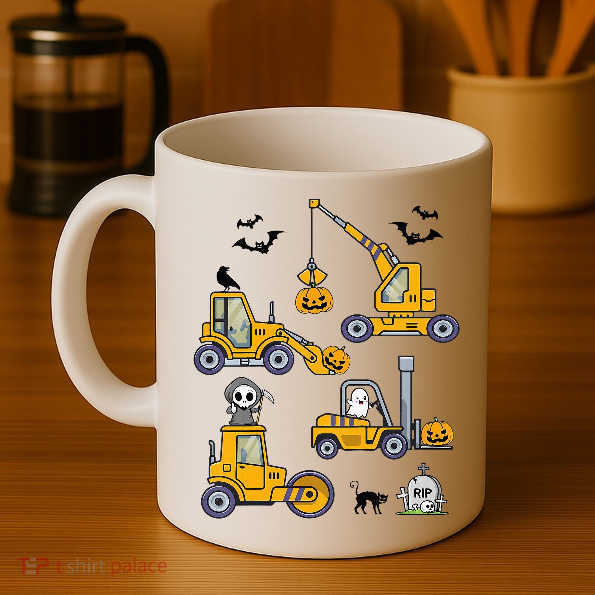 Vehicles Truck Halloween Construction Pumpkin Coffee Mug