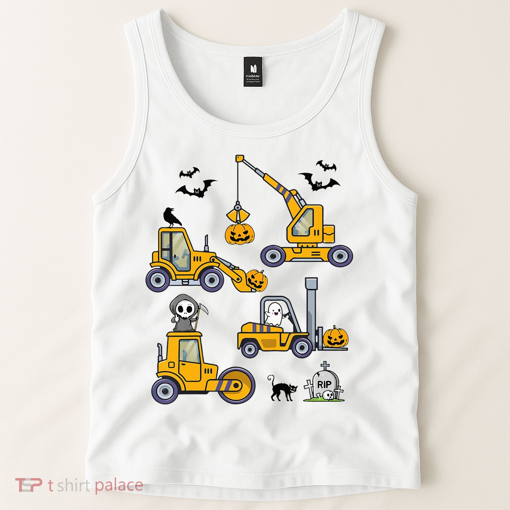 Vehicles Truck Halloween Construction Pumpkin Tank Top
