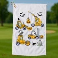 Vehicles Truck Halloween Construction Pumpkin Golf Towel thumb 1