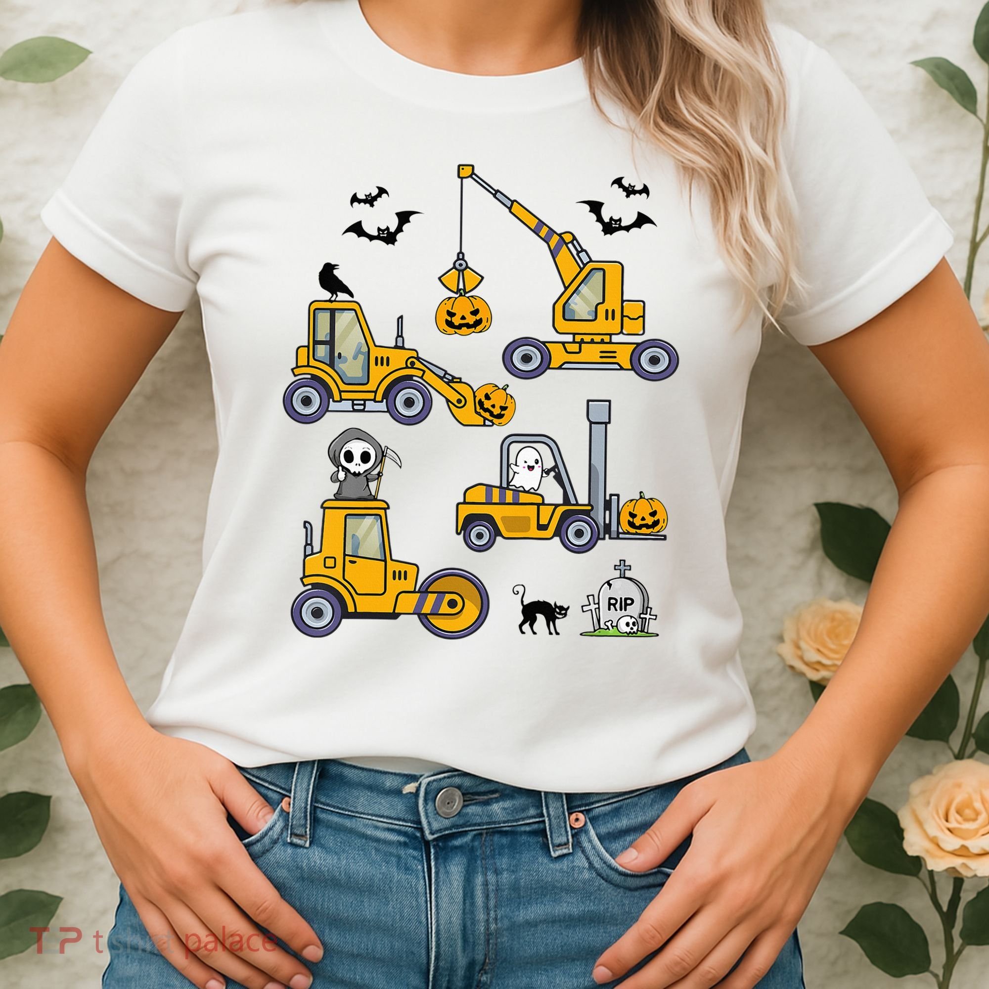 Vehicles Truck Halloween Construction Pumpkin Women's T-Shirt