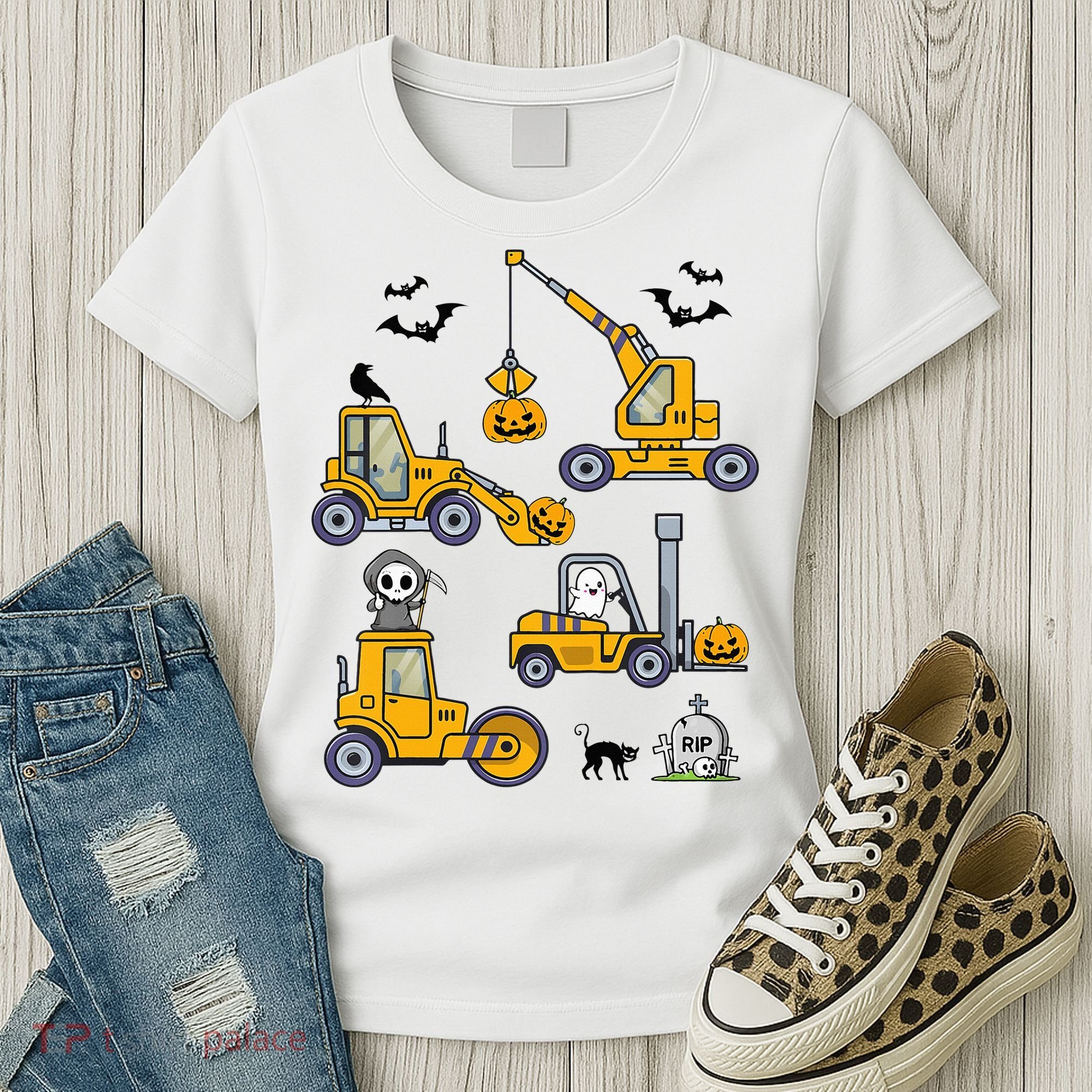 Vehicles Truck Halloween Construction Pumpkin Women's T-Shirt