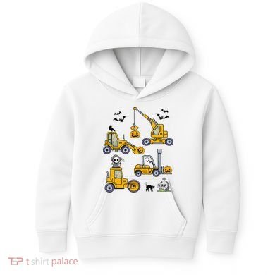 Vehicles Truck Halloween Construction Pumpkin Kids Hoodie