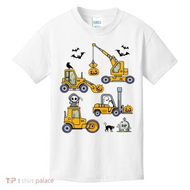 Vehicles Truck Halloween Construction Pumpkin Kids T-Shirt