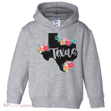Vintage Texas Home State Map Pride Flowers Retro Rodeo Toddler Hoodie