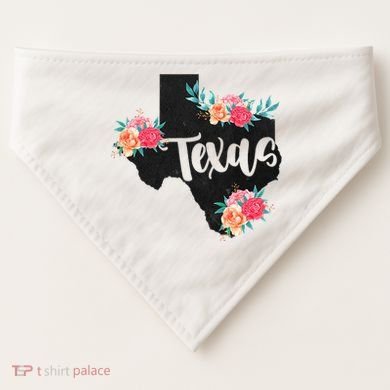 Vintage Texas Home State Map Pride Flowers Retro Rodeo USA-Made Doggie Bandana