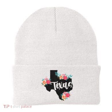Vintage Texas Home State Map Pride Flowers Retro Rodeo Beanie