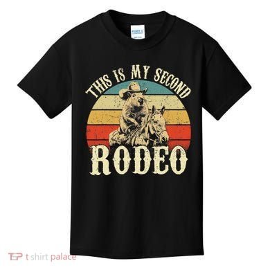 Vintage This Is My Second Rodeo Capybara Cowboy Kids T-Shirt