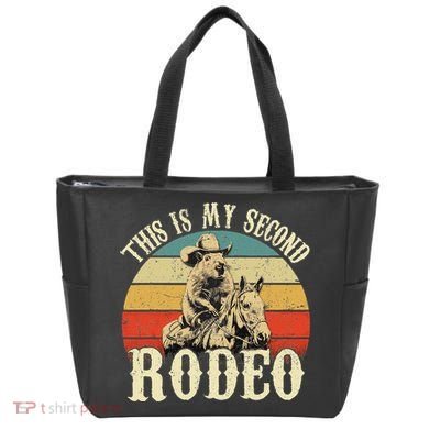 Vintage This Is My Second Rodeo Capybara Cowboy Tote Bag