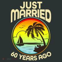 Vintage Tropical Just Married 60 Years Ago Anniversary T-Shirt thumb 7