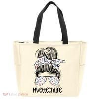 Vet Tech Life Messy Bun Veterinarian Vet Technician Gift Tote Bag thumb 0