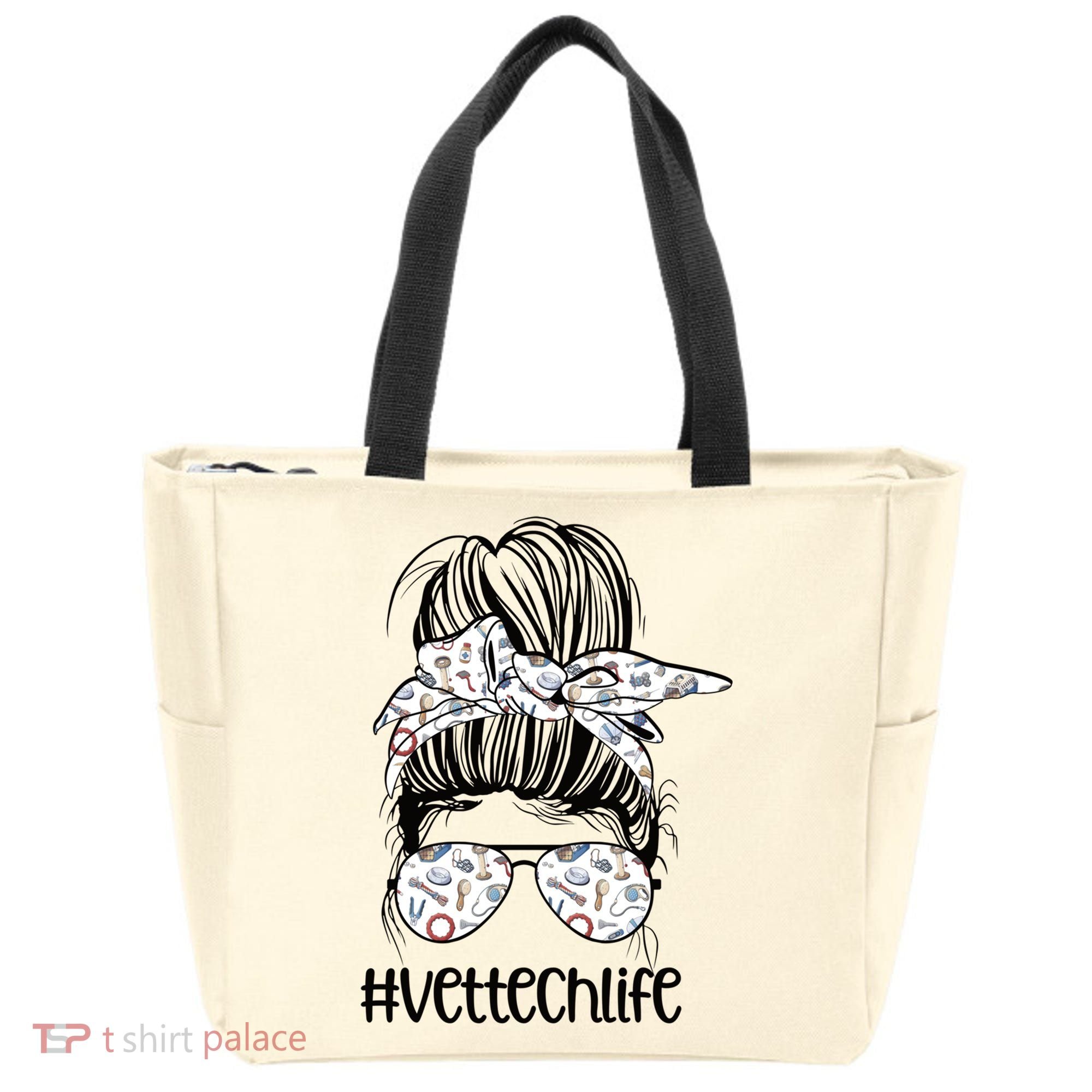 Vet Tech Life Messy Bun Veterinarian Vet Technician Gift Tote Bag