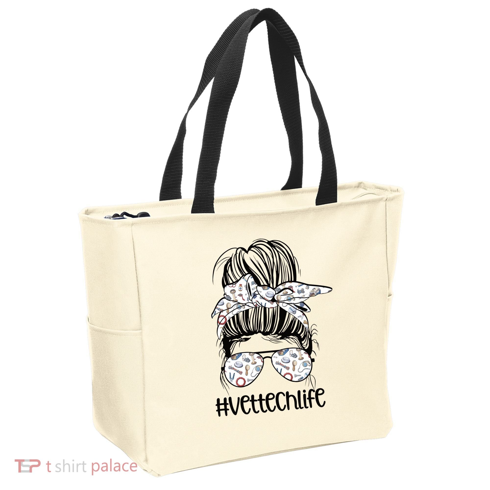 Vet Tech Life Messy Bun Veterinarian Vet Technician Gift Tote Bag