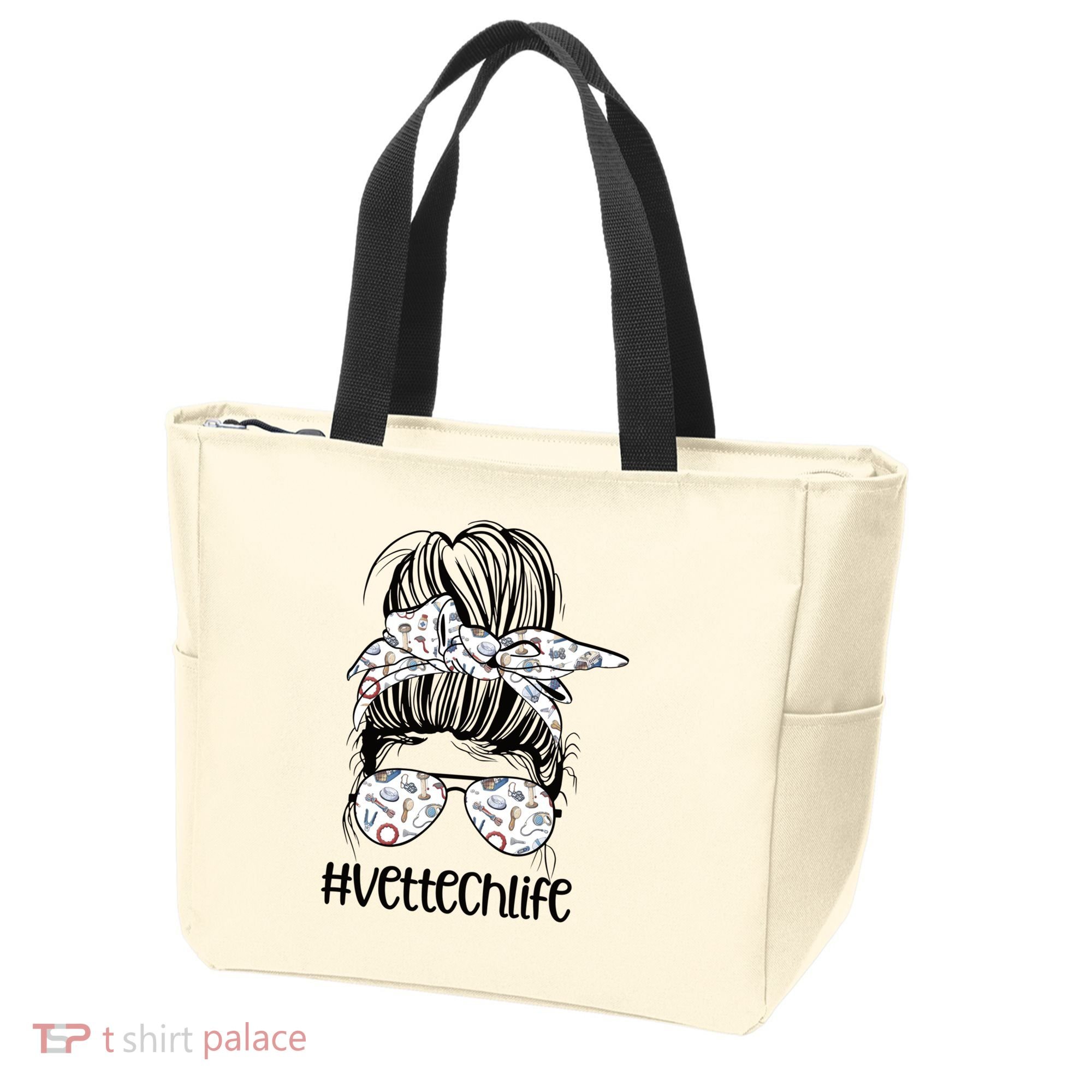Vet Tech Life Messy Bun Veterinarian Vet Technician Gift Tote Bag