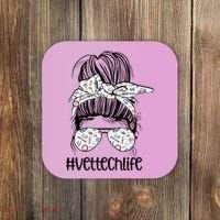 Vet Tech Life Messy Bun Veterinarian Vet Technician Gift Coaster thumb 0