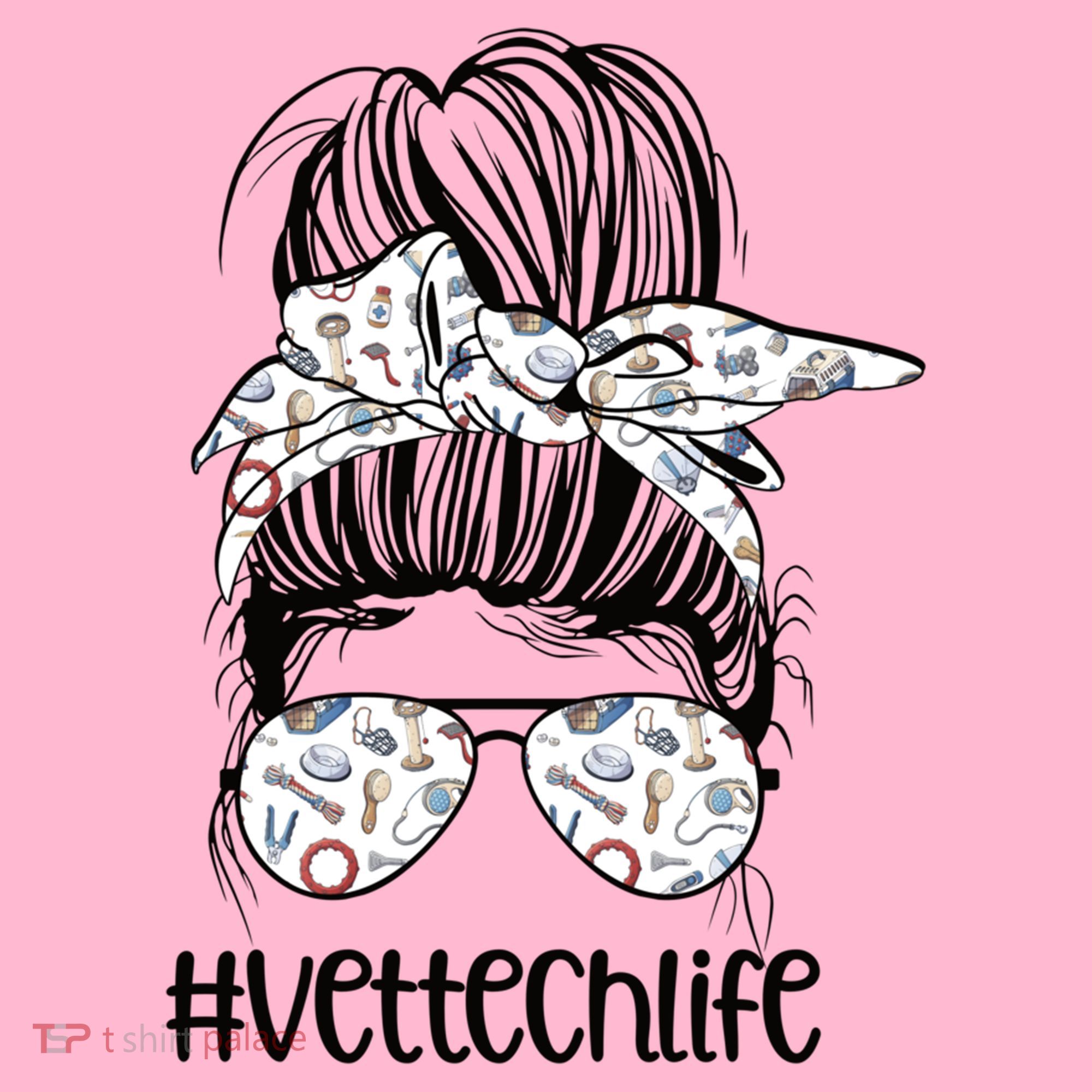 Vet Tech Life Messy Bun Veterinarian Vet Technician Gift Coaster