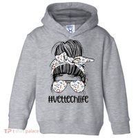 Vet Tech Life Messy Bun Veterinarian Vet Technician Gift Toddler Hoodie thumb 0