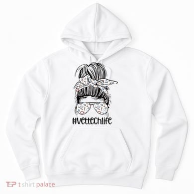 Vet Tech Life Messy Bun Veterinarian Vet Technician Gift Hoodie