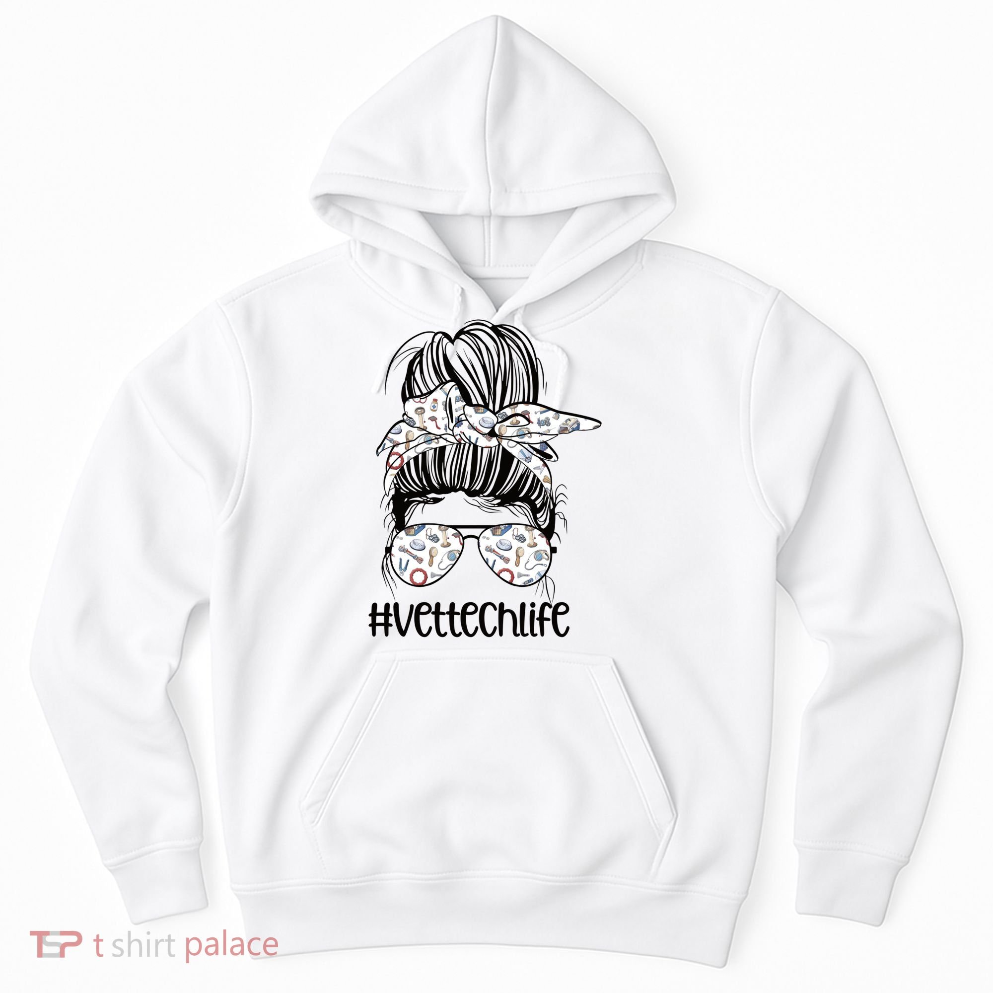 Vet Tech Life Messy Bun Veterinarian Vet Technician Gift Hoodie