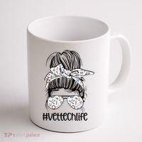 Vet Tech Life Messy Bun Veterinarian Vet Technician Gift Coffee Mug thumb 1