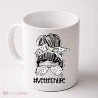 Vet Tech Life Messy Bun Veterinarian Vet Technician Gift Coffee Mug thumb 0