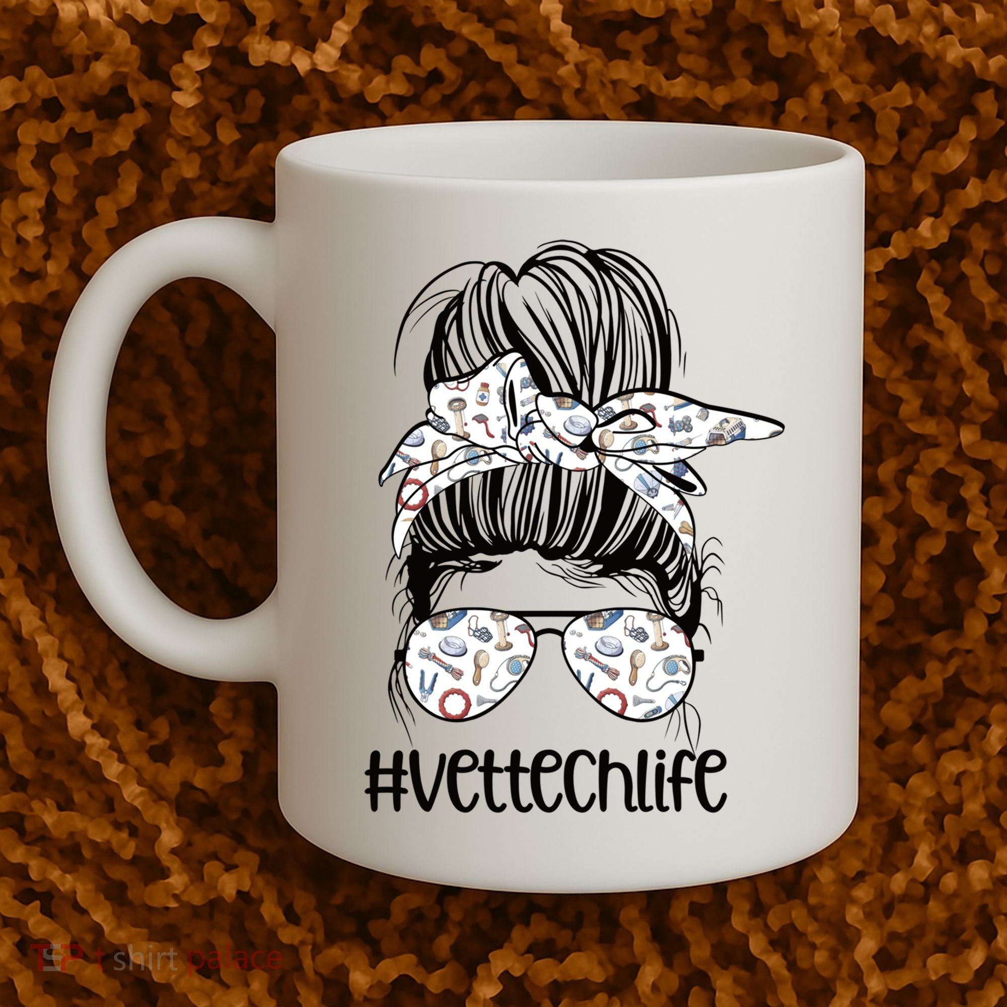Vet Tech Life Messy Bun Veterinarian Vet Technician Gift Coffee Mug