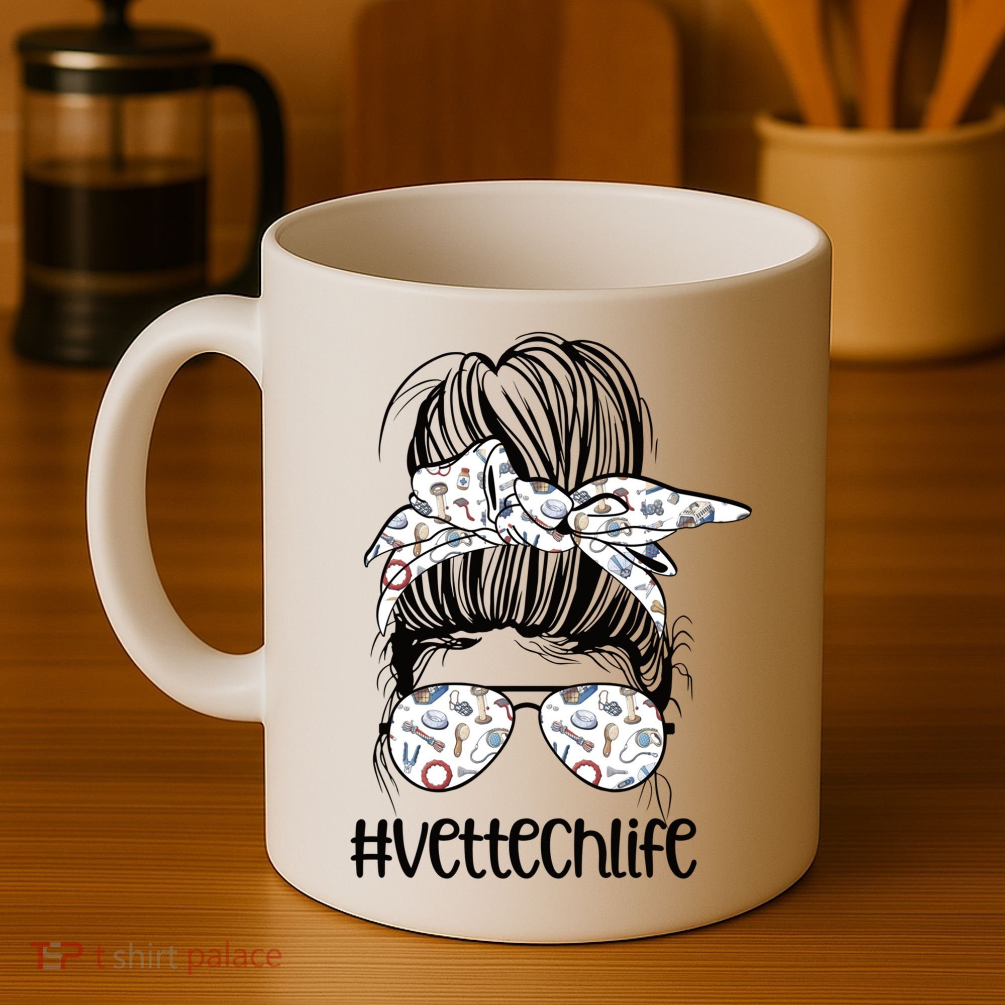 Vet Tech Life Messy Bun Veterinarian Vet Technician Gift Coffee Mug