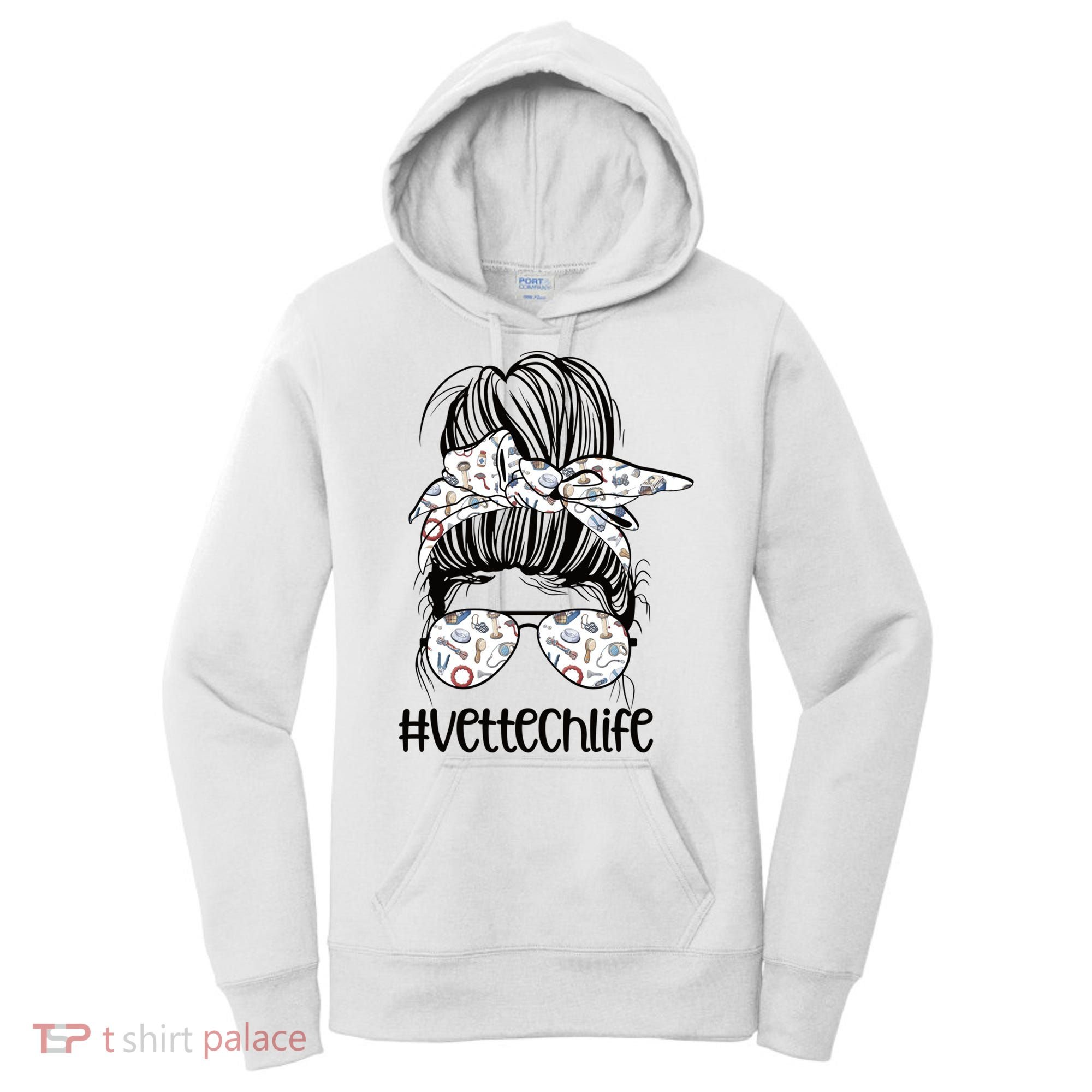 Vet Tech Life Messy Bun Veterinarian Vet Technician Gift Women's Hoodie