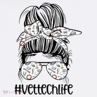 Vet Tech Life Messy Bun Veterinarian Vet Technician Gift Women's Hoodie thumb 2