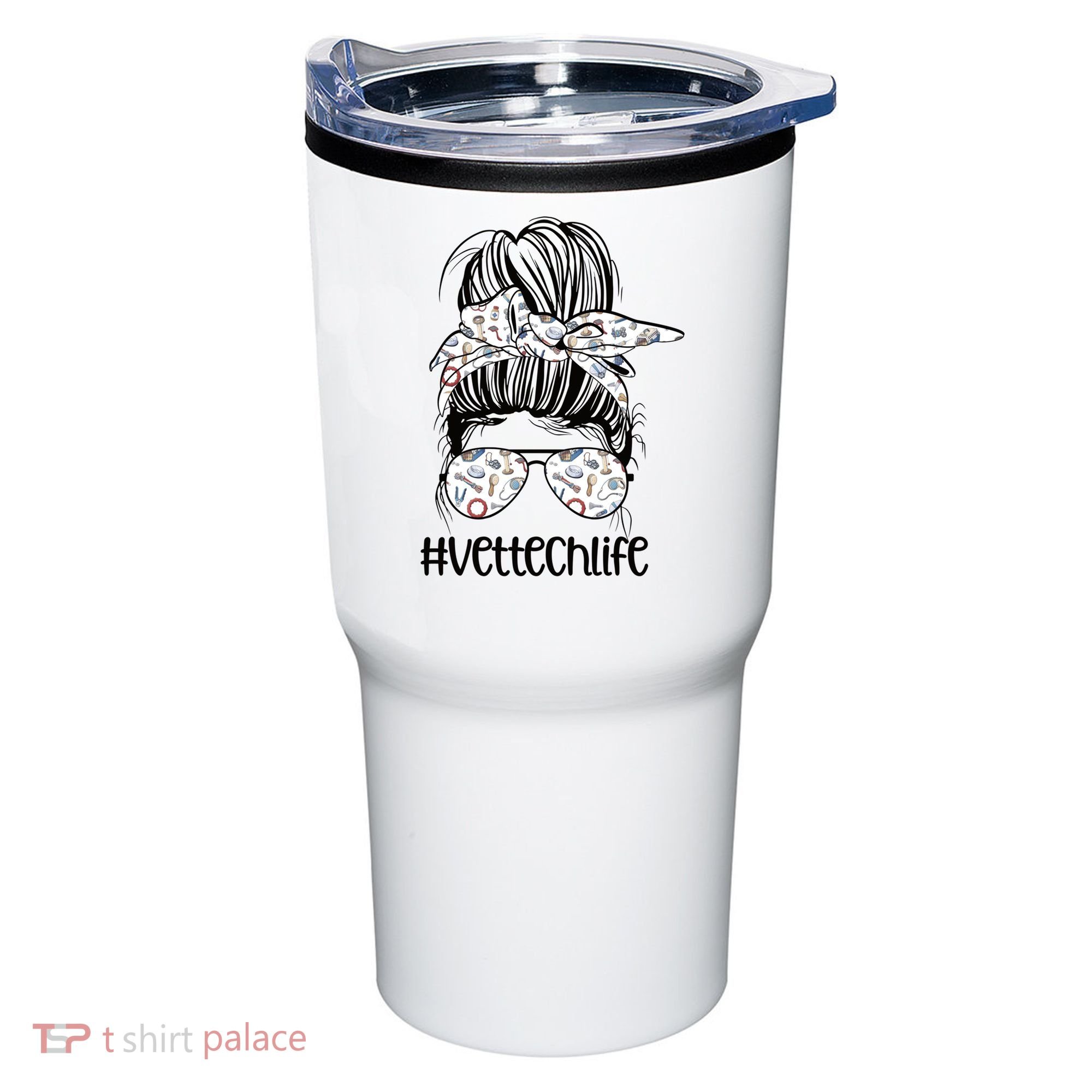 Vet Tech Life Messy Bun Veterinarian Vet Technician Gift Tumbler