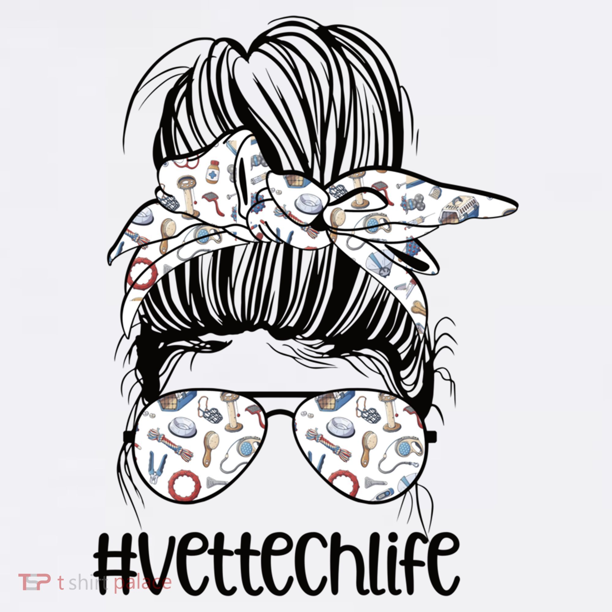 Vet Tech Life Messy Bun Veterinarian Vet Technician Gift Women's Tank Top
