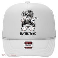 Vet Tech Life Messy Bun Veterinarian Vet Technician Gift Hat thumb 0