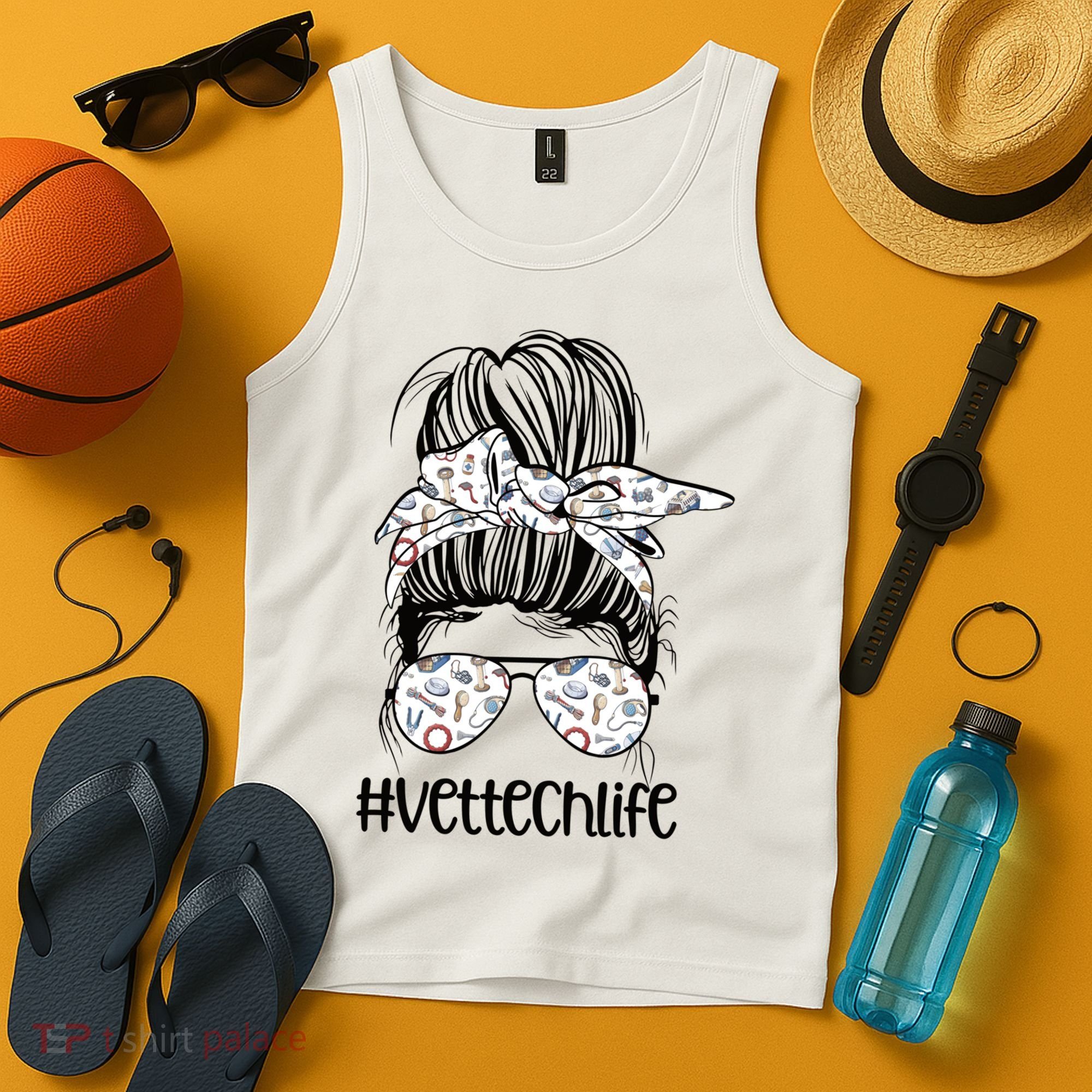 Vet Tech Life Messy Bun Veterinarian Vet Technician Gift Tank Top