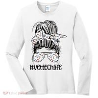 Vet Tech Life Messy Bun Veterinarian Vet Technician Gift Women's Long Sleeve Shirt thumb 0