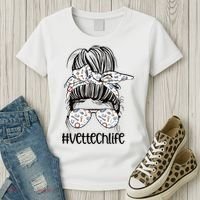 Vet Tech Life Messy Bun Veterinarian Vet Technician Gift Women's T-Shirt thumb 3