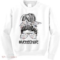 Vet Tech Life Messy Bun Veterinarian Vet Technician Gift Kids Sweatshirt thumb 0