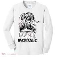 Vet Tech Life Messy Bun Veterinarian Vet Technician Gift Kids Long Sleeve Shirt thumb 0
