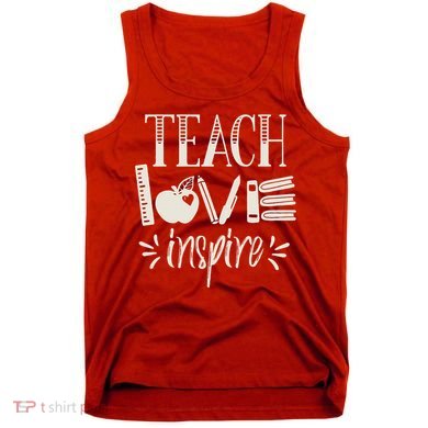Vintage Teach Love Inspire Red For Ed Teacher Gift Supporter Tank Top