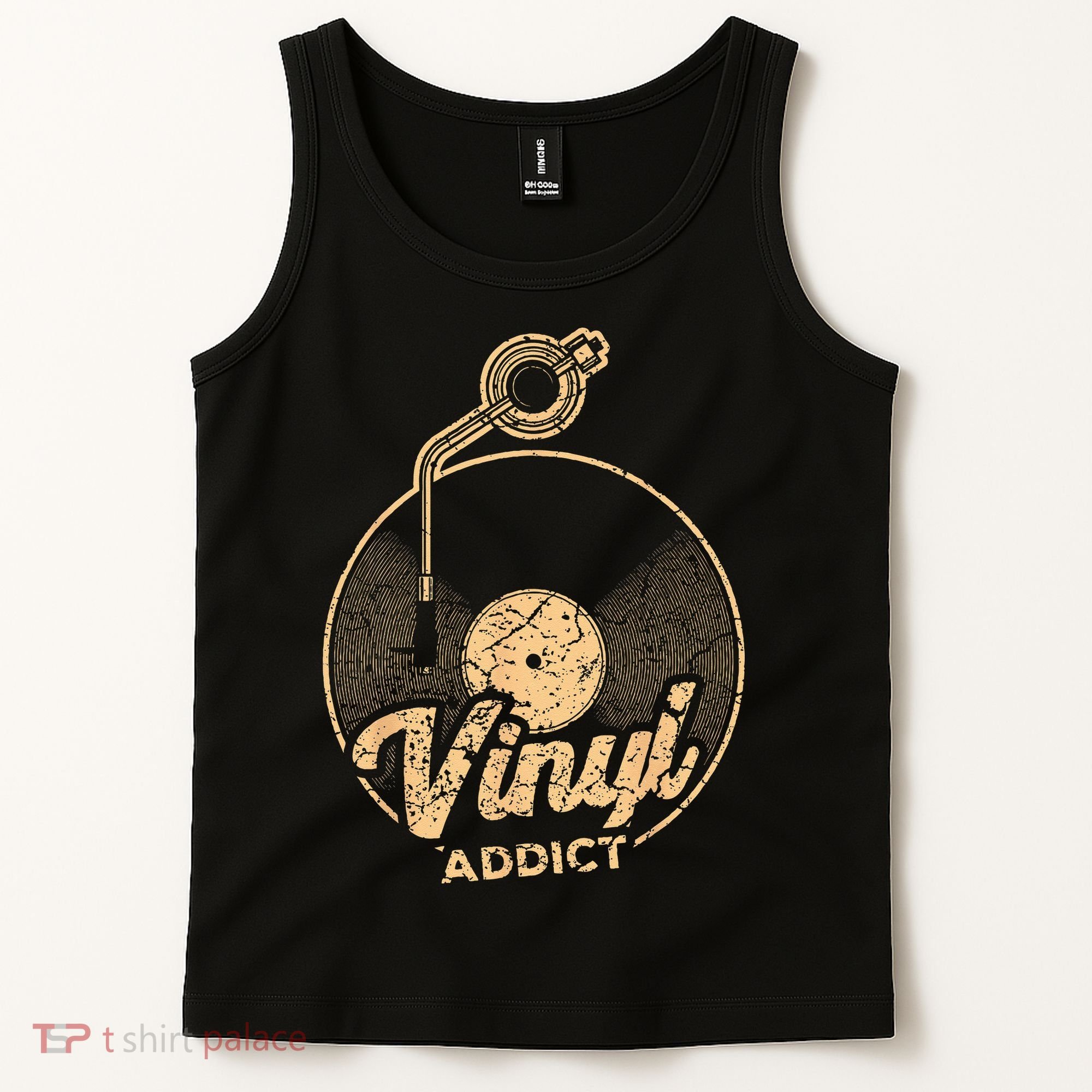Vinyl Turntable Music Retro LP Record Player DJ Tank Top