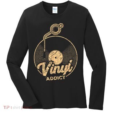 Vinyl Turntable Music Retro LP Record Player DJ Women's Long Sleeve Shirt