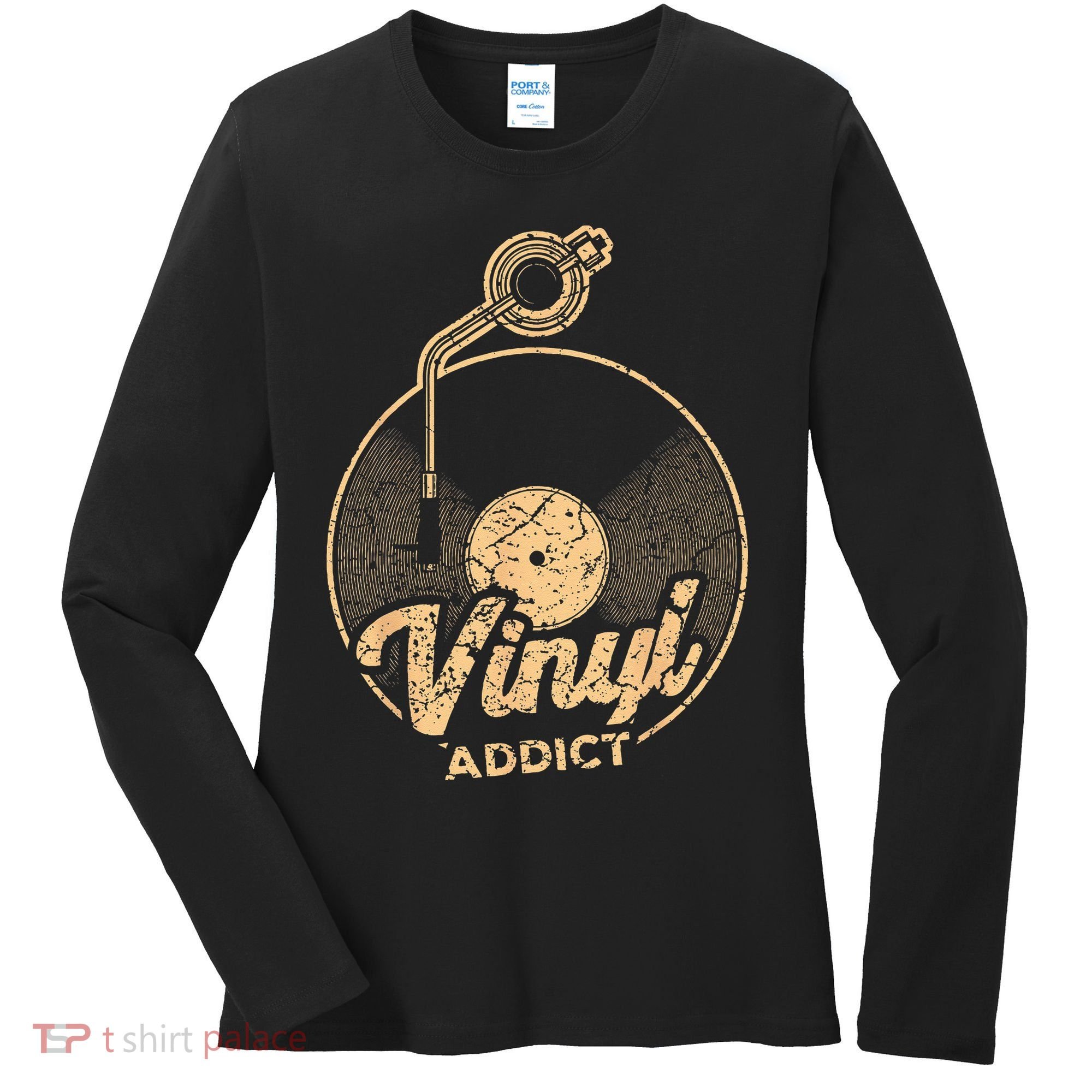 Vinyl Turntable Music Retro LP Record Player DJ Women's Long Sleeve Shirt