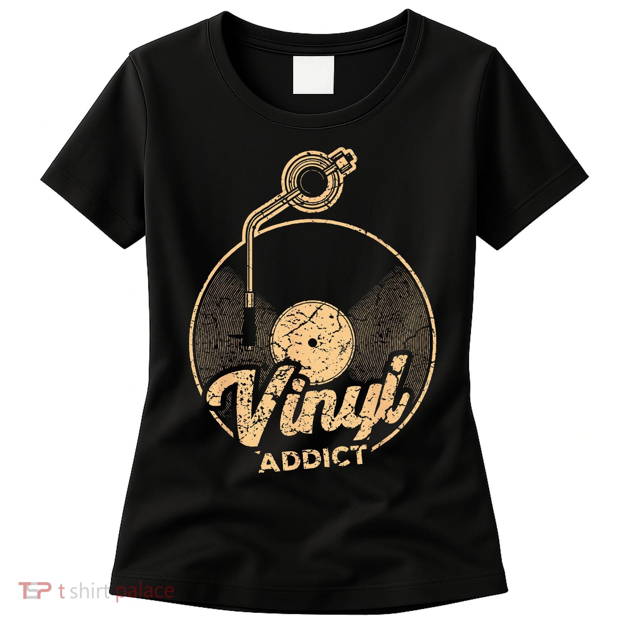 Vinyl Turntable Music Retro LP Record Player DJ Women's T-Shirt