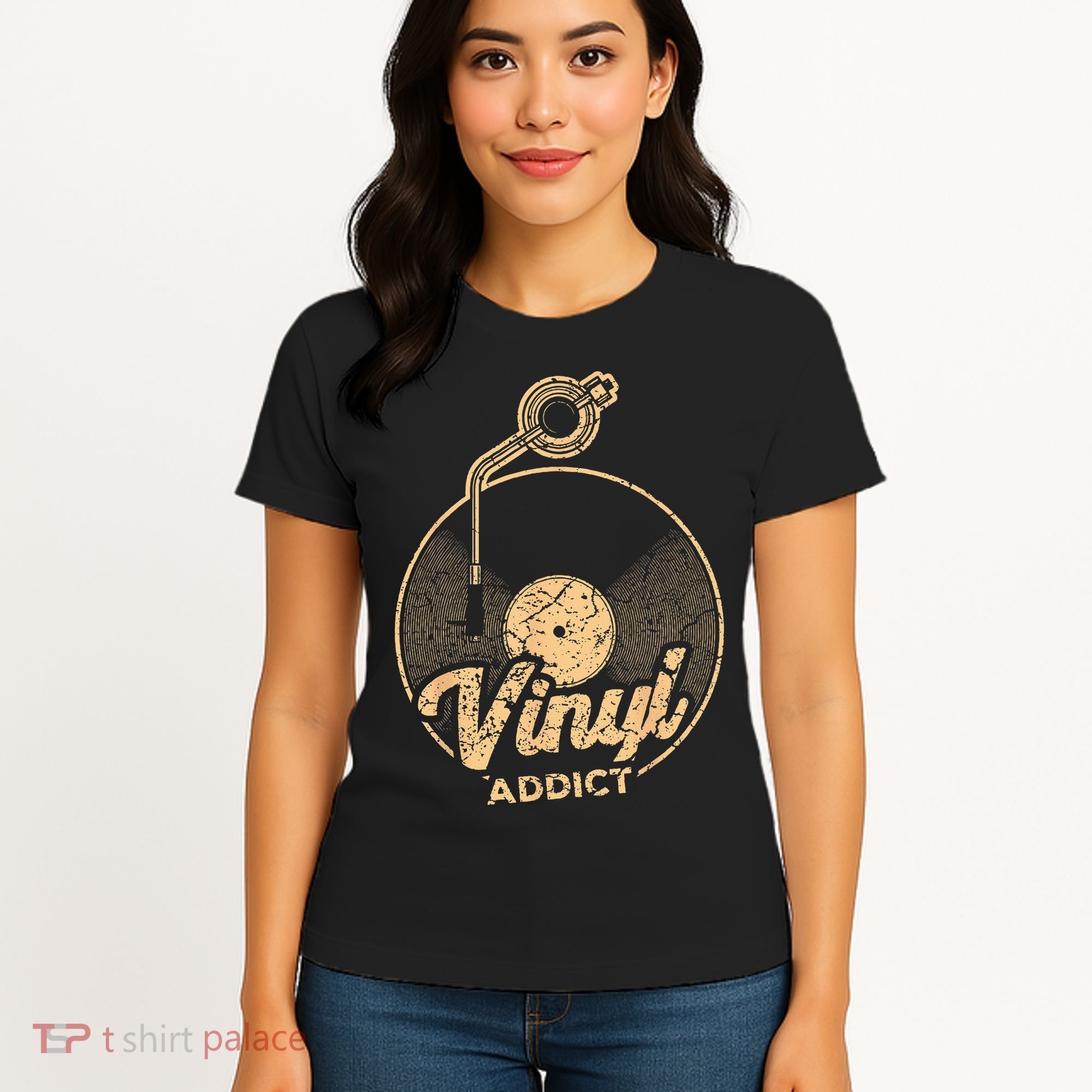 Vinyl Turntable Music Retro LP Record Player DJ Women's T-Shirt
