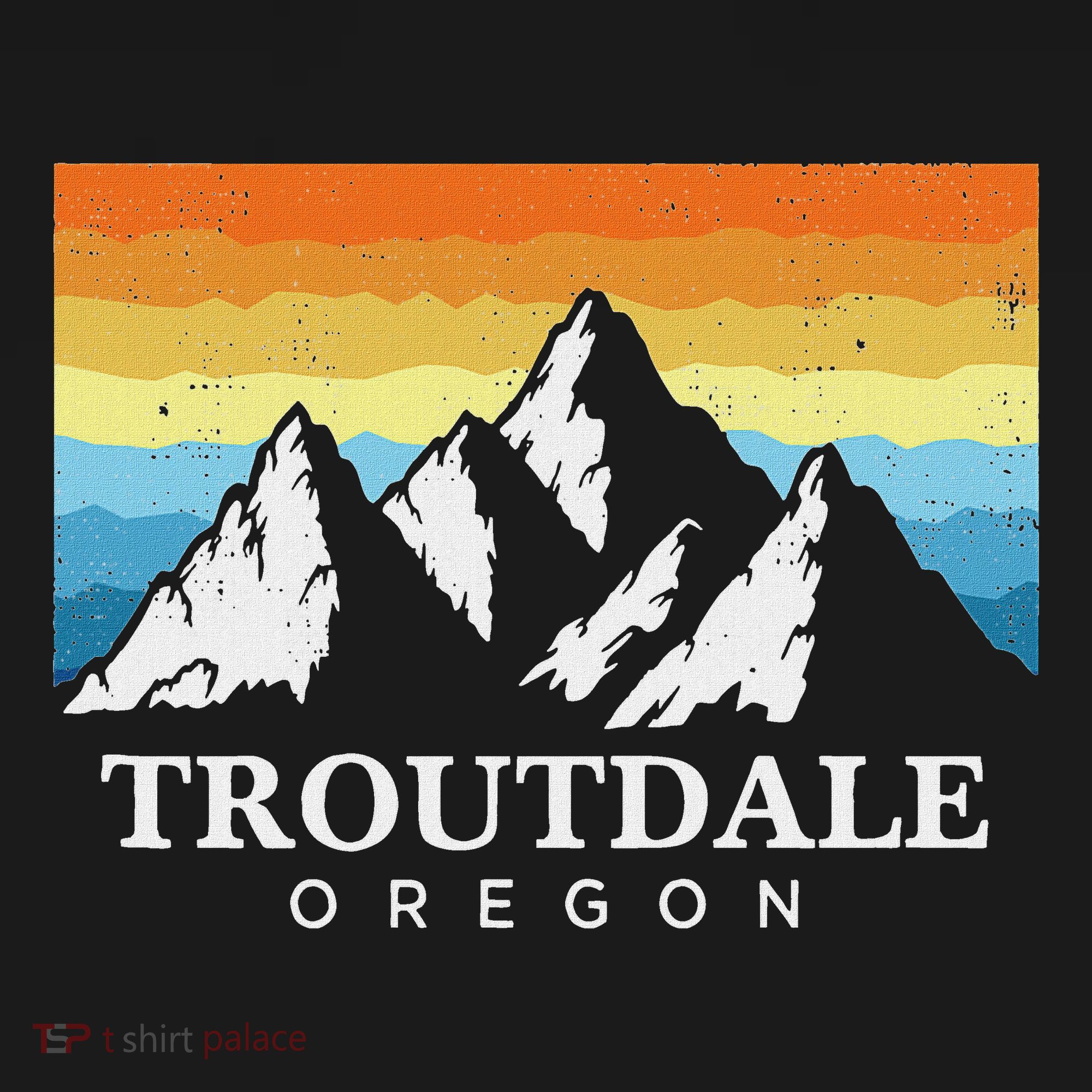 Vintage Troutdale Oregon Mountain Hiking Souvenir Print T-Shirt