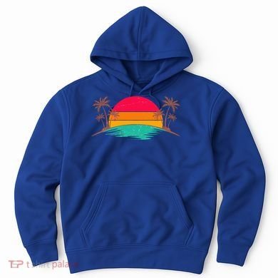 Vintage Tropical Palm Trees Sunset Sunrise Hoodie