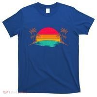 Vintage Tropical Palm Trees Sunset Sunrise T-Shirt thumb 0