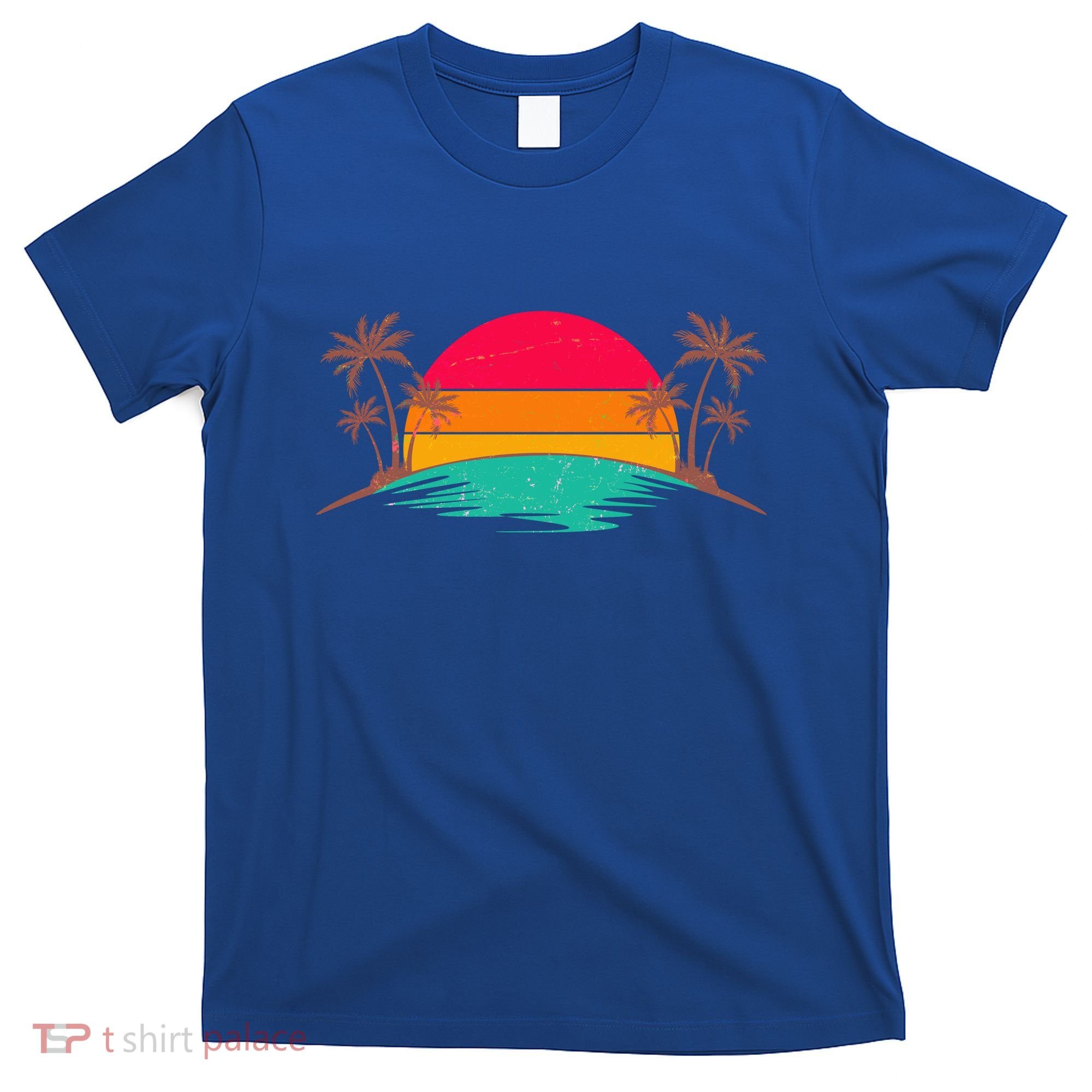 Vintage Tropical Palm Trees Sunset Sunrise T-Shirt
