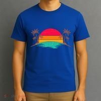 Vintage Tropical Palm Trees Sunset Sunrise T-Shirt thumb 3