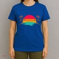 Vintage Tropical Palm Trees Sunset Sunrise T-Shirt thumb 4