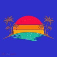 Vintage Tropical Palm Trees Sunset Sunrise T-Shirt thumb 7